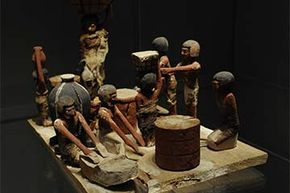 These bakery and brewery artifacts were found in the tomb of Wadjet-hotep (circa 2150-2050 B.C.E.) Breadmaking and beermaking were closely tied in ancient Egypt since they used a lot of the same ingredients.