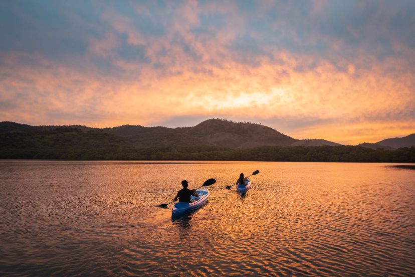 Two people kayaking