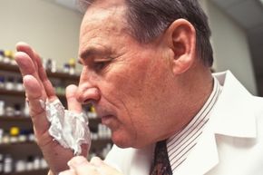 Perfumers don't just smell perfumes all day long. Their talents are in great demand for all manner of cosmetic and household products, like, say, shaving cream, which is what Carl A. Klumpp, Gillette's former chief perfumer, is sniffing.