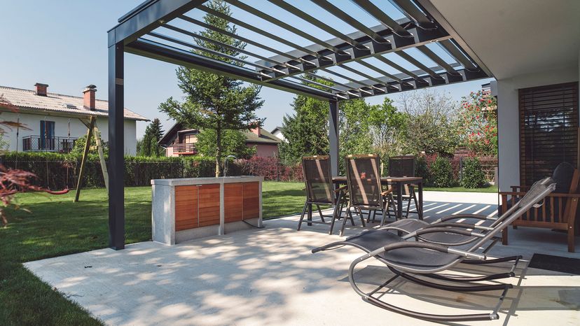 Fixed shade canopy pergola