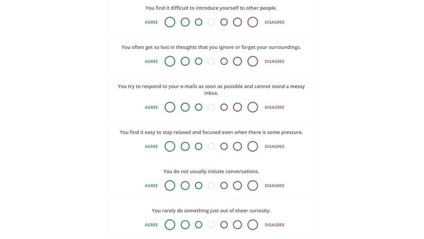 screenshot of free test on 16personalities.com