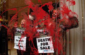 PETA protesters in Jean-Paul Gauthier's clothing shop