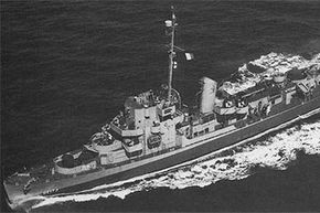 The USS Eldridge (seen in 1944) was allegedly the site of some U.S. Navy experiments in time travel.