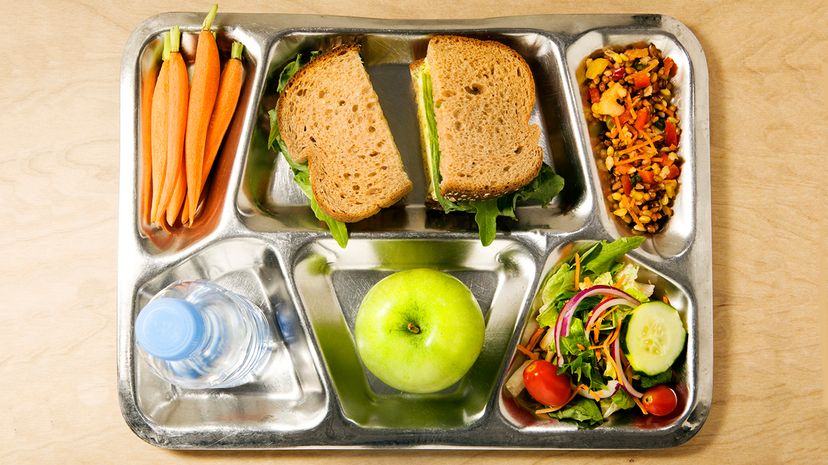 Lunch tray filled with healthy meal
