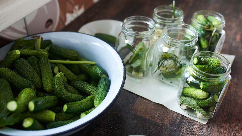 cucumbers being pickled