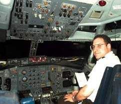 Joel Freeman, a commercial pilot, on a Boeing 727