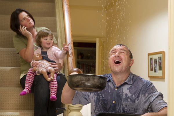 family with leaky roof