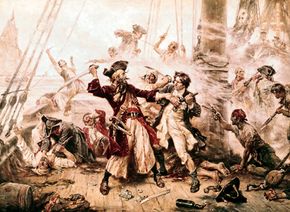 &quot;The Capture of the Pirate, Blackbeard,&quot; painted in 1718 by Jean Leon Gerome Ferris