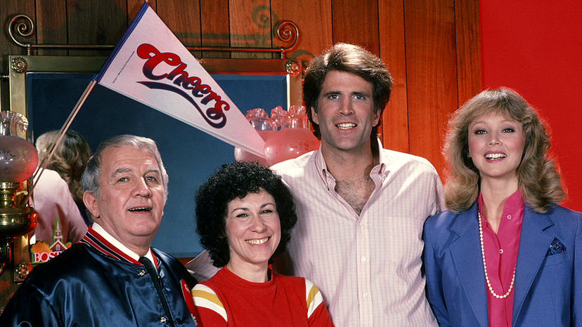 Coach, Carla, Sam, and Diane from the cast of Cheers