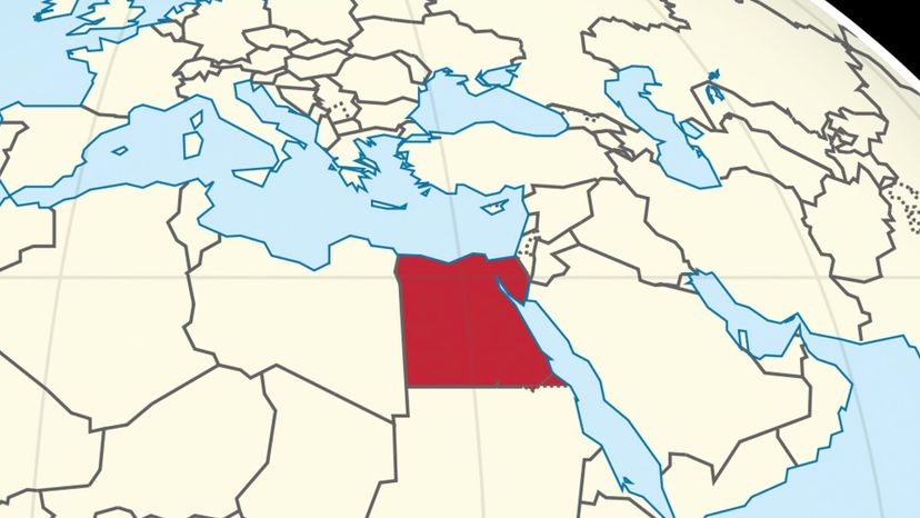 Egypt on the globe (Africa centered). 