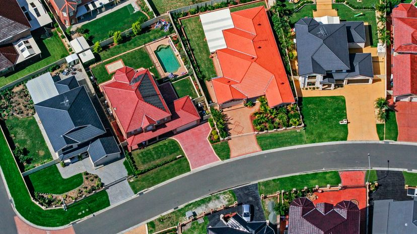 Colourful houses in suburb