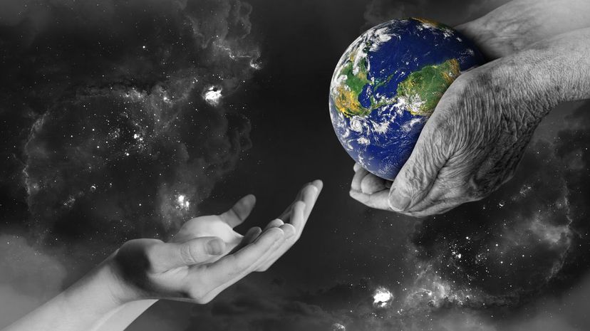 Earth and hands