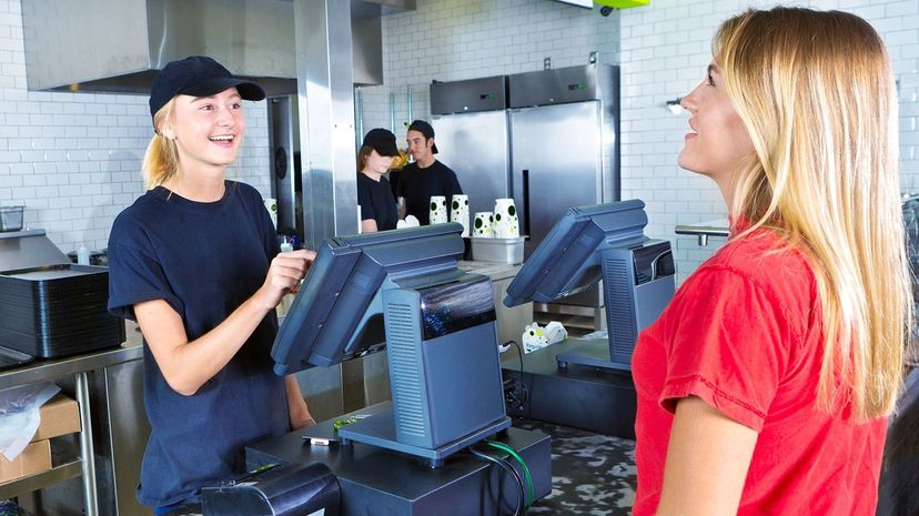 32 Woman ordering fast food