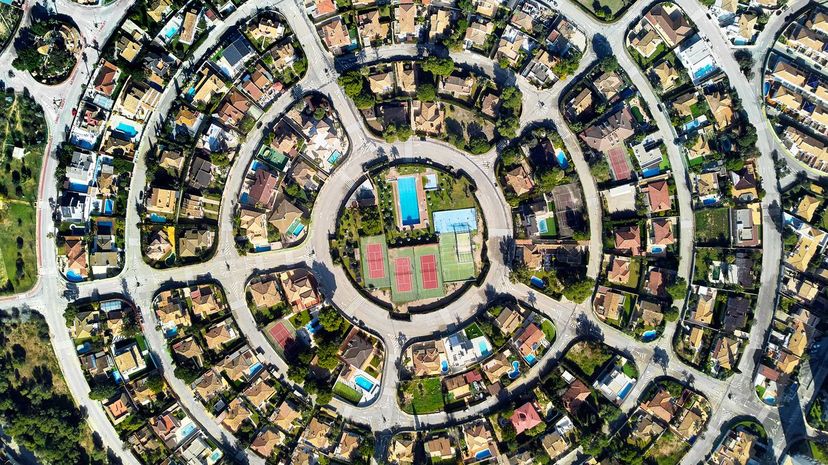 Aerial photo round shape residential district