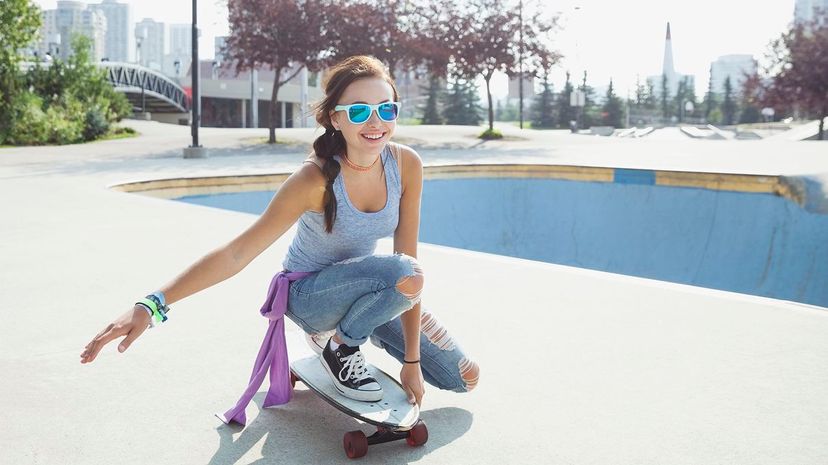 1 teenager on skateboard