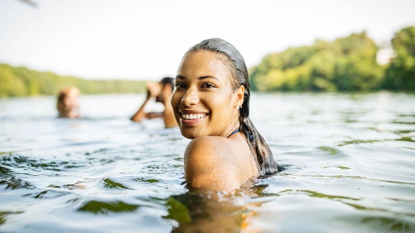 woman in lake