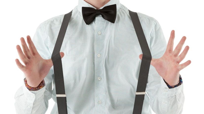 Man pulling suspenders