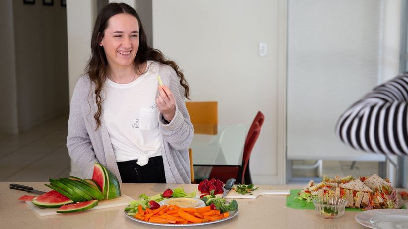 Girl eating organic food