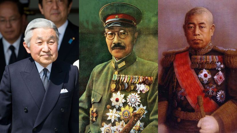 Emperor Akihito, Hideki Tojo, and Isoroku Yamamoto