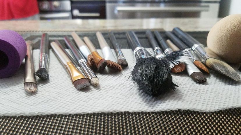 Washed makeup brushes