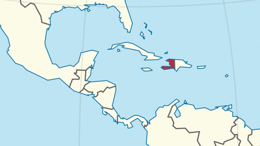 Haiti on the globe (Americas centered). 