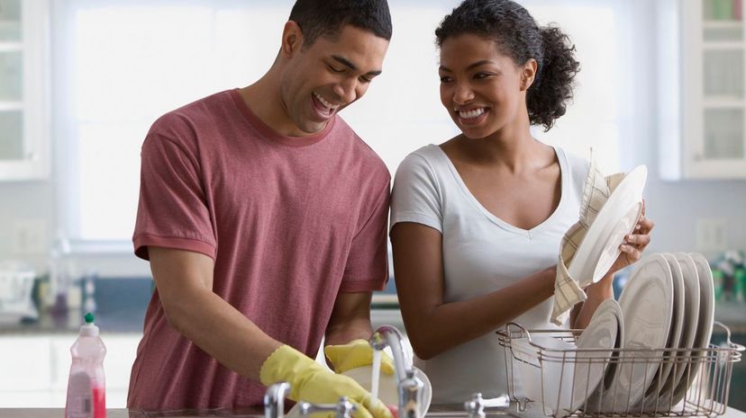 Couple Washing Dishes