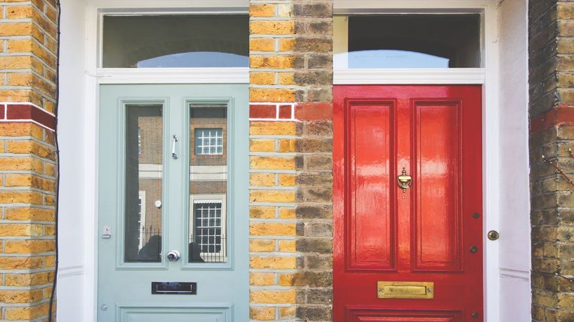 Red and green doors