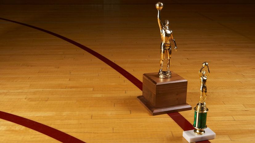 Two basketball trophies