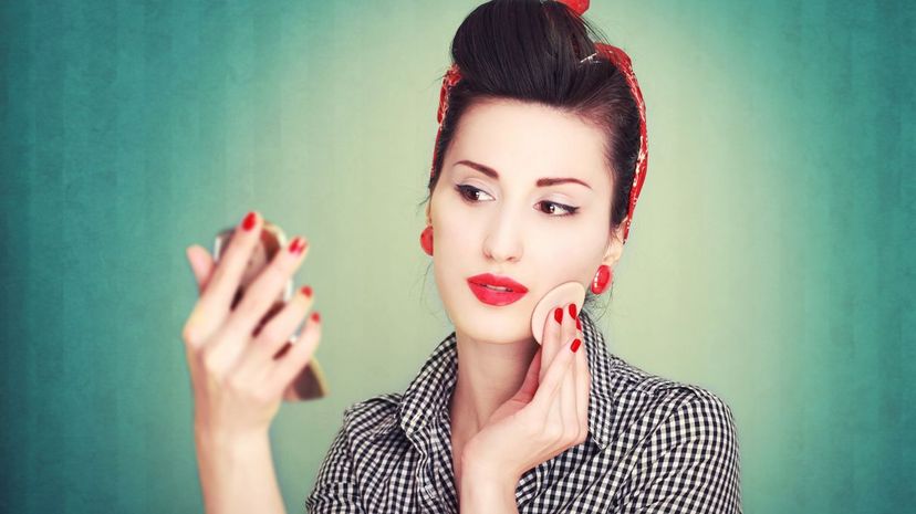 Woman Applying Makeup - Vintage Style