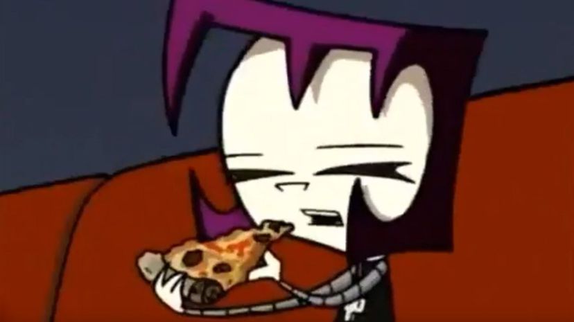 Gaz eating pizza