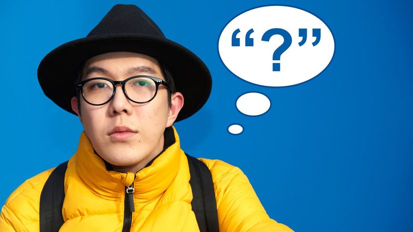 Man and quote question mark