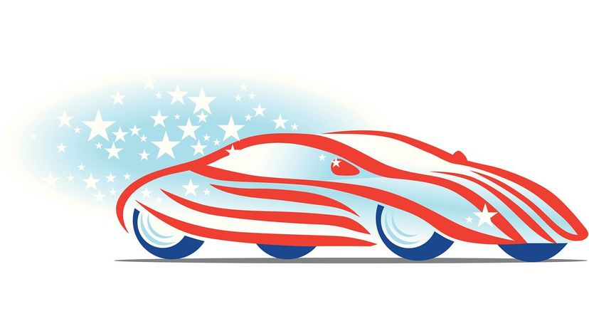 USA flag car