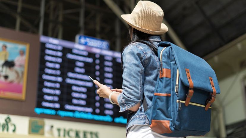 Woman checking train times