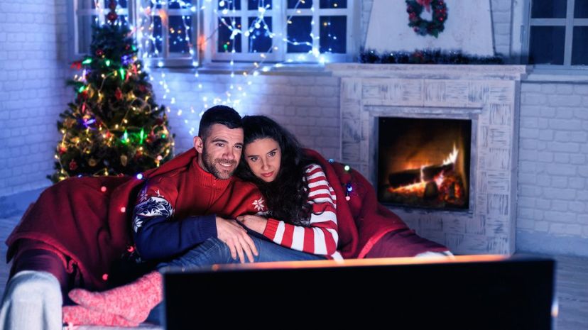 Couple watching Christmas movies