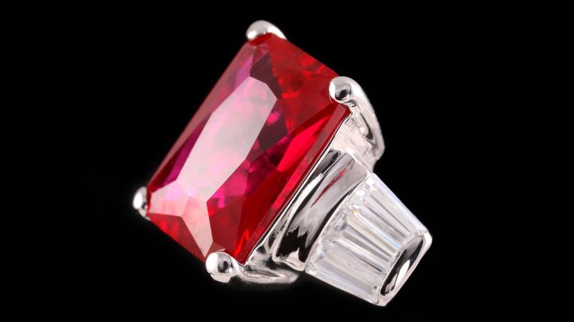 Silver ring with huge ruby