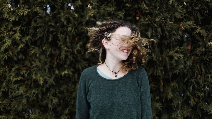 Woman tossing hair