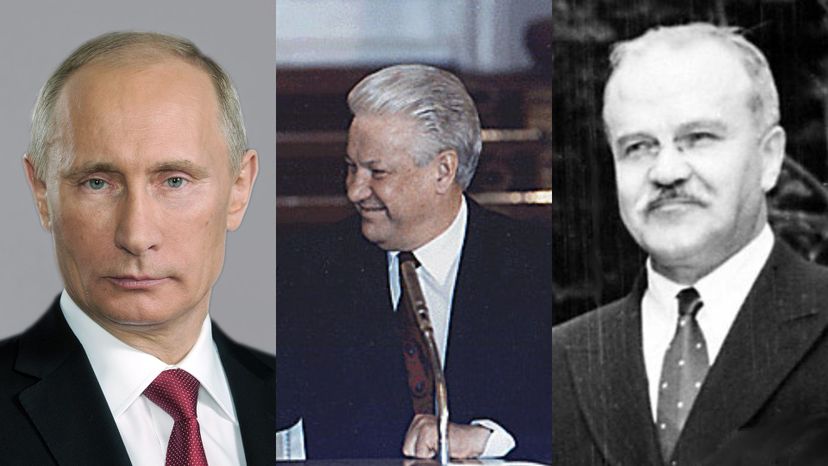 Vladimir Putin, Boris Yeltsin, and Vyacheslav Molotov
