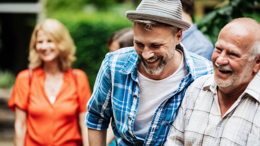 Man Laughing With Father