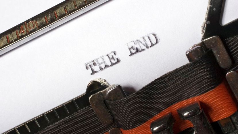 THE END written or typed oton old typewriter