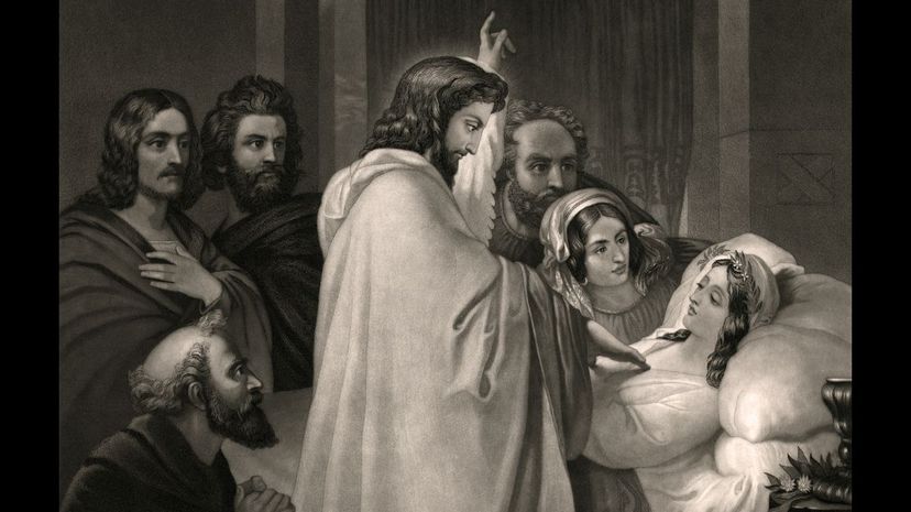 Jesus resurrects Jairus's daughter