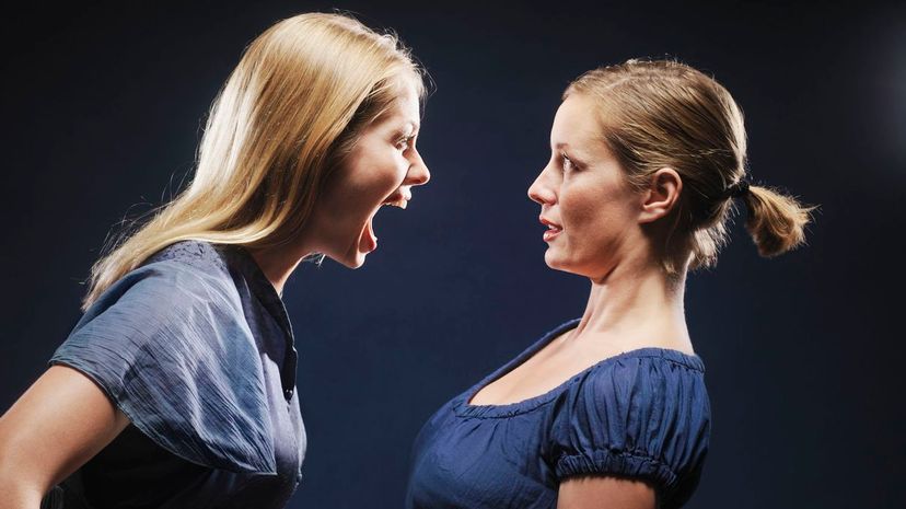 Woman shouting at other woman