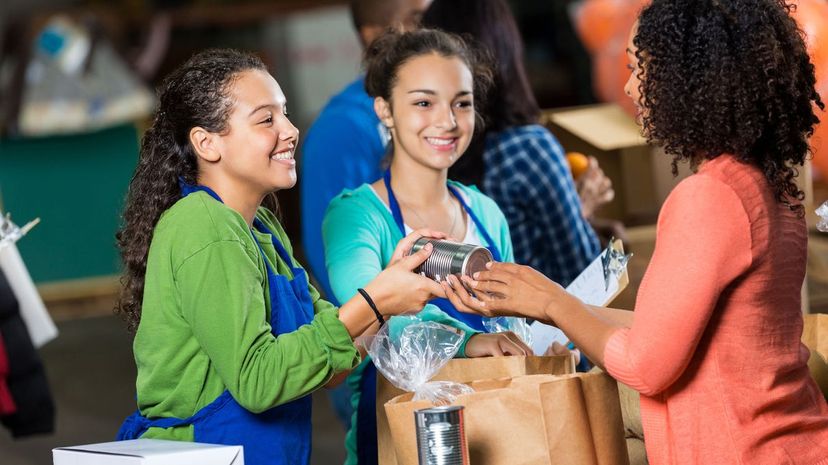 Woman donates canned goods