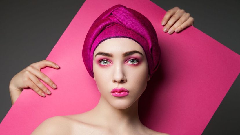 Woman with pink makeup