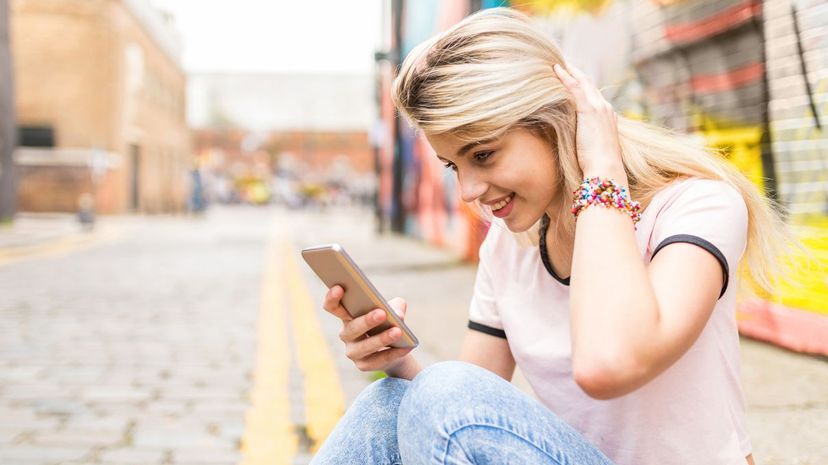 Girl checking phone