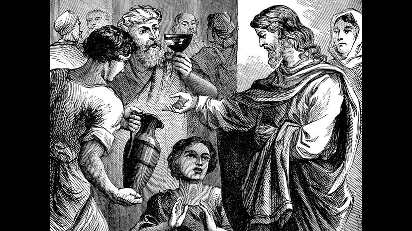 Jesus turns water into wine