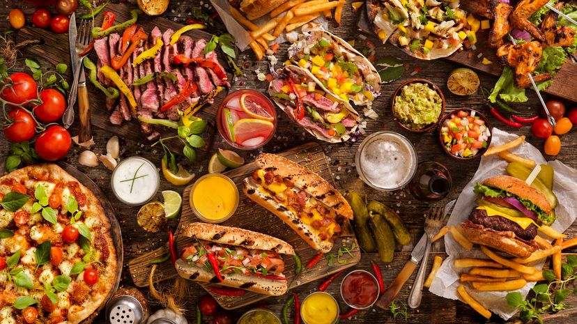 Classic Burgers, Hotdogs, Fish and Steak Tacos, Chicken Wings and BBQ Pizza