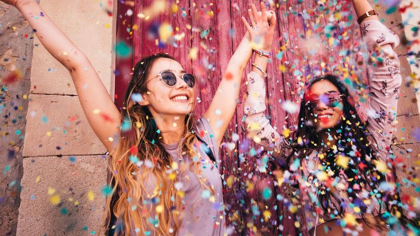 Women celebrating with confetti