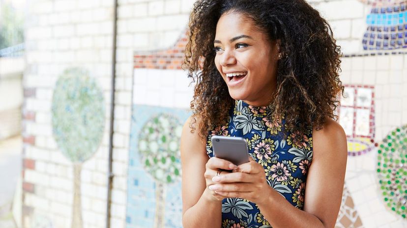 Woman using iphone