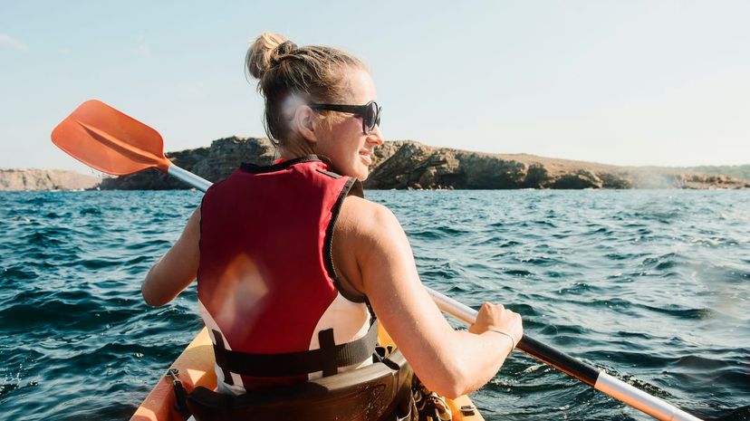 woman sea kayaking