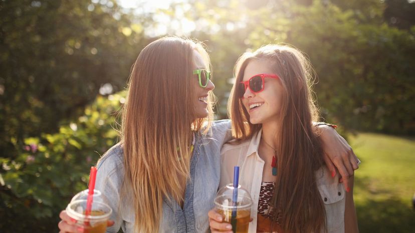 Two Girls Drinking Bubble Tea